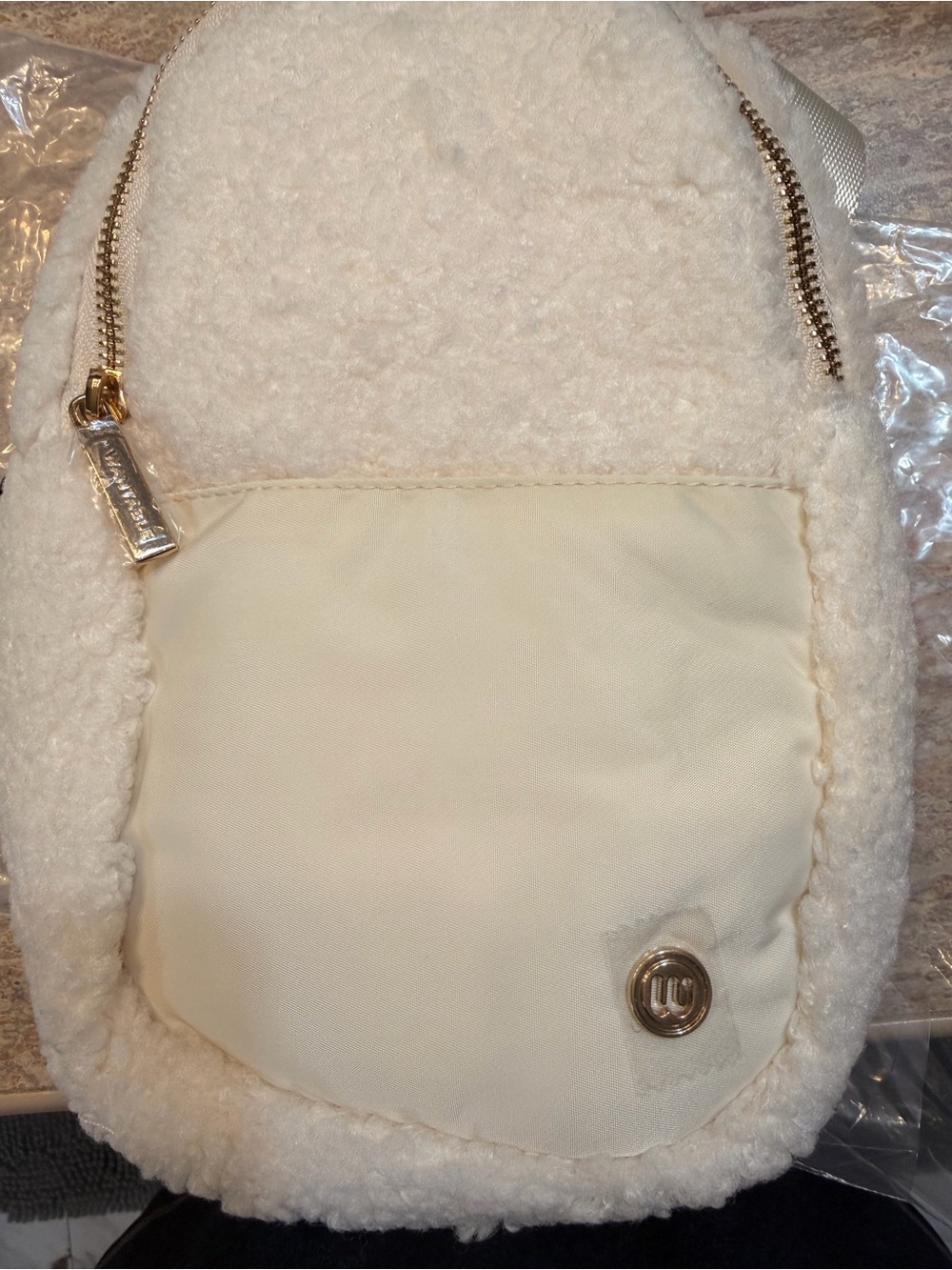 Cream Sherpa Mini Backpack - Women
